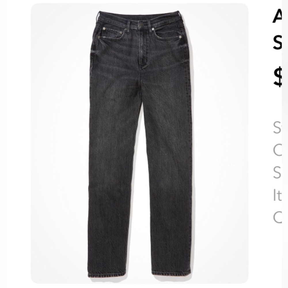 American Eagle Outfitters Hightest Waist Black Baggy Straight Leg Jeans